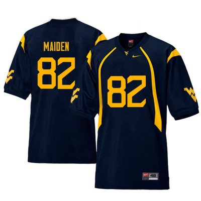 Men's West Virginia Mountaineers NCAA #82 Dominique Maiden Navy Authentic Nike Retro Stitched College Football Jersey OS15X12QZ